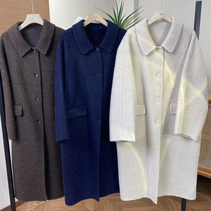 秋冬双面羊毛大衣娃娃领减龄款外套气质百搭-82095