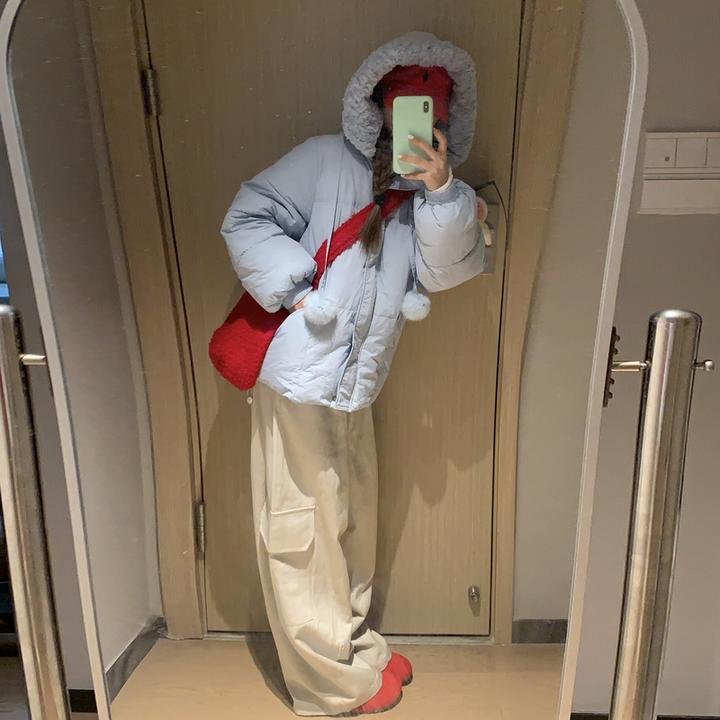 奶fufu羊羔毛拼接可爱面包棉服女短款2025冬新款韩版加厚学生外套