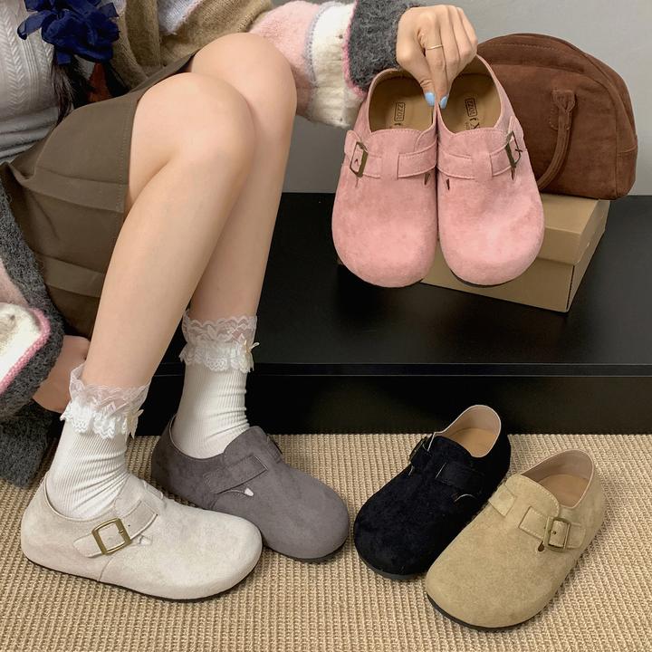 南在南方复古厚底全包勃肯鞋女2025新款秋季配裙子软底内增高单鞋