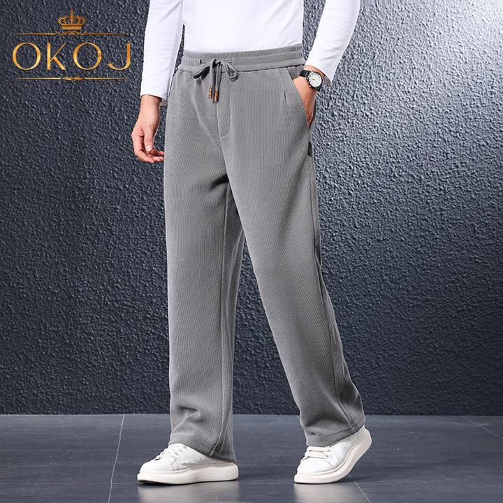 OKOJ运动长裤男裤子直筒垂感阔腿裤秋季新款透气亲肤跑步休闲裤