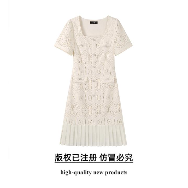 奢姿【温柔小姐】大码女装2025夏季气质方领连衣裙胖妹妹小香风裙子