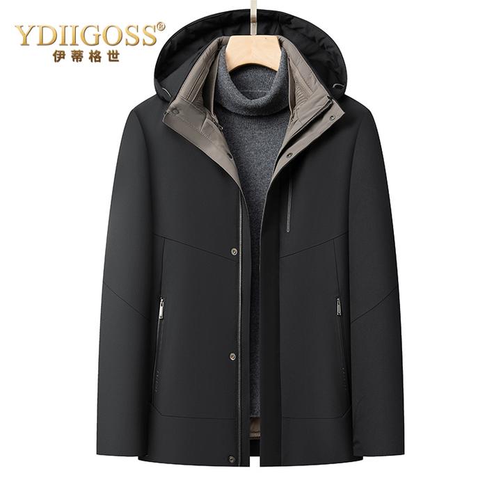 YDIIGOSS鹅绒男士羽绒服冬季新款可拆卸内胆加厚保暖外套冬装