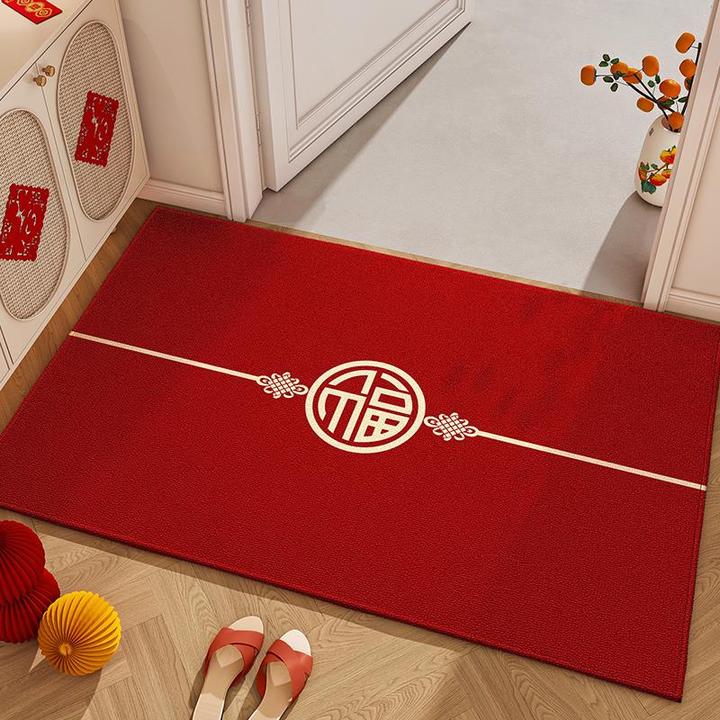 丝圈门口地垫进门家用红色乔迁喜庆入户门地垫玄关地垫室外脚垫子