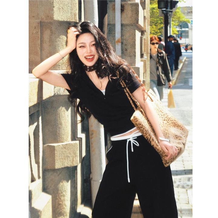 2025夏季新款韩系气质小众女装高级感短袖上衣百搭裤子洋气休闲装