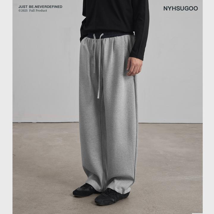 NYHSUGOO/南乙秋冬重磅360g牛仔拼接腰头休闲卫裤3887男士直筒
