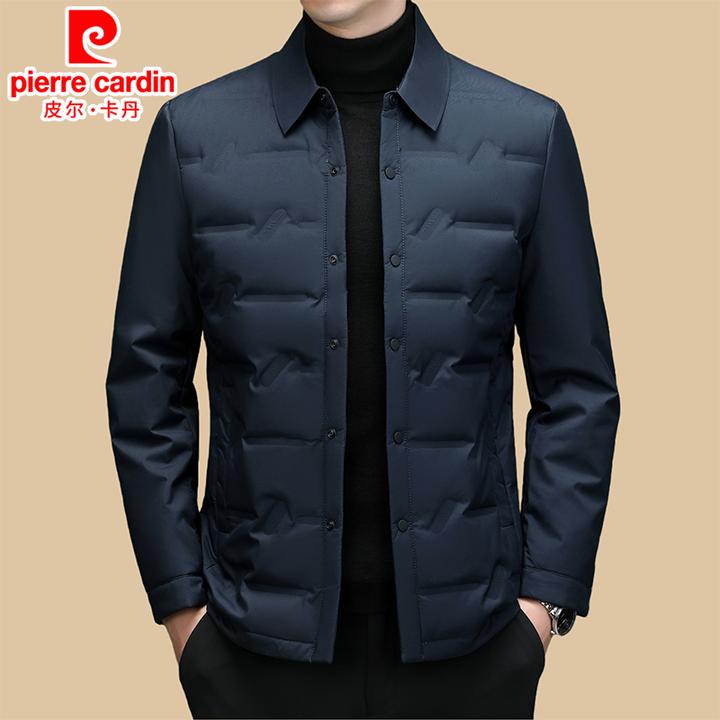 皮尔卡丹男士秋冬季轻薄翻领90白鸭绒羽绒服高端休闲时尚保暖外套