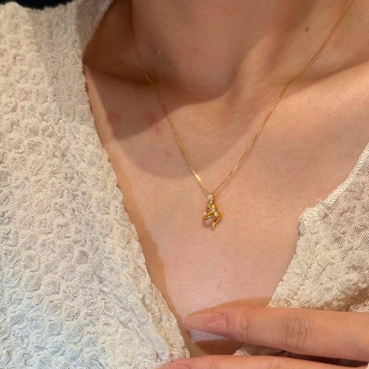 铜合金项链 闪锆星星圣诞树项链女时尚小众设计高级感秋冬毛衣链