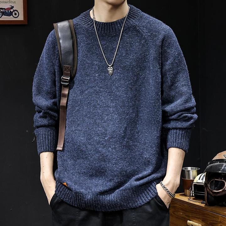 杜拉妮雪尼尔毛衣男士2025新款秋冬季圆领宽松加肥加大码打底针织