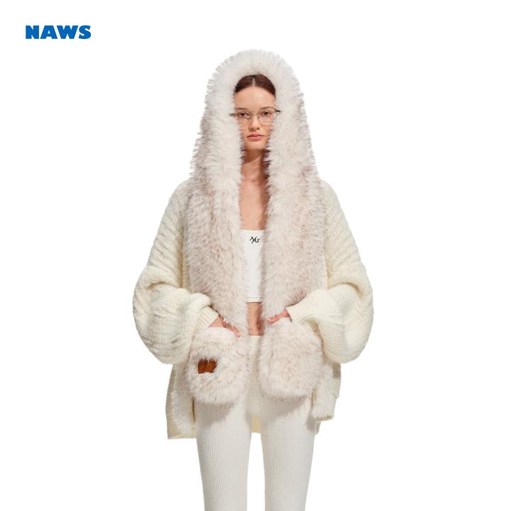 NAWS 极地毛领毛衣外套【极地系列】羊毛马海毛宽松中长款针织衫