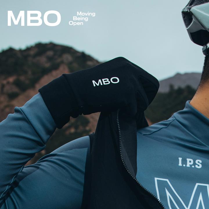 MBO男女抓绒长指手套秋冬黑色户外公路车骑行手套AG160