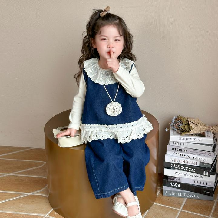 女童甜美风套装2025新款儿童春秋装韩版洋气女宝宝春季牛仔三件套