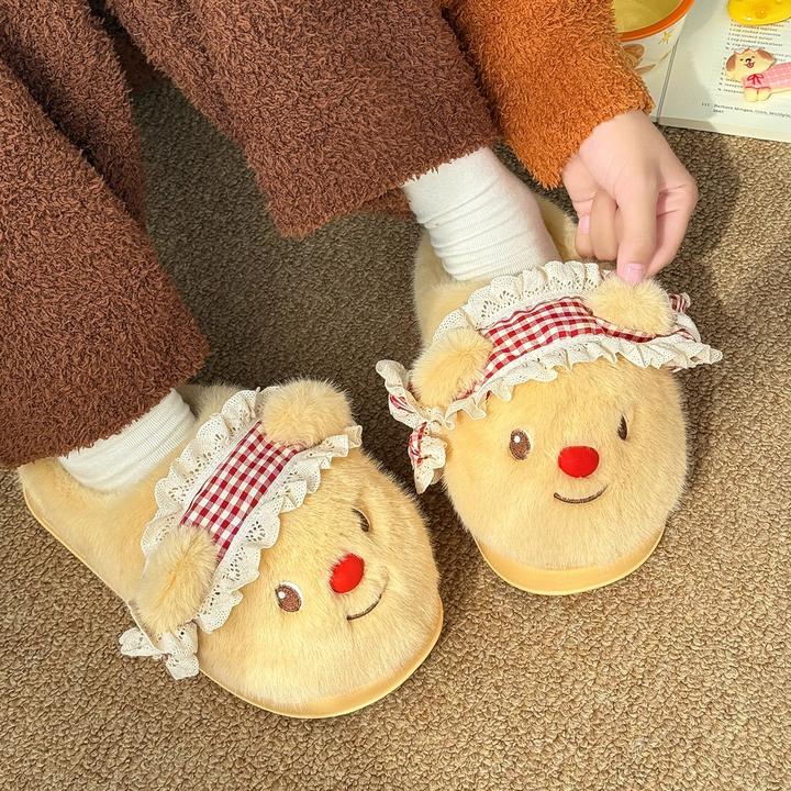 黄油小熊可爱棉拖家居拖鞋厚底防滑宿舍室内外加绒加厚保暖棉拖鞋