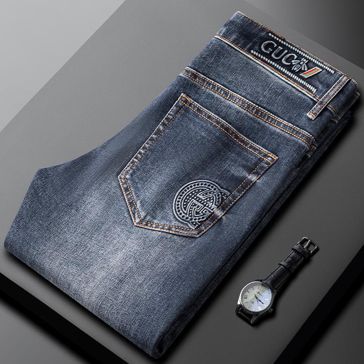 2025秋冬新款男士轻奢潮流休闲牛仔裤潮牌商务修身弹力直筒休闲裤