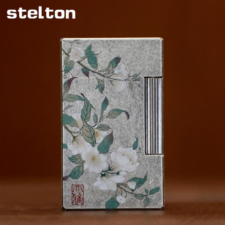 古银茉莉朗声打火机银色男士充气玫瑰清脆侧滑砂轮黄铜一体机