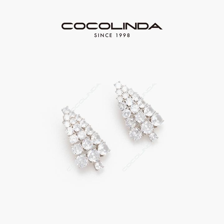 COCOLINDA 铜合金锆石耳饰 | 箭头锆石白金色耳环ERHUAN-40