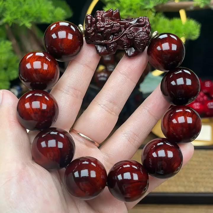 【年终促】沉水紫檀木貔貅手串高密度高油性送爸爸长辈文玩男女款