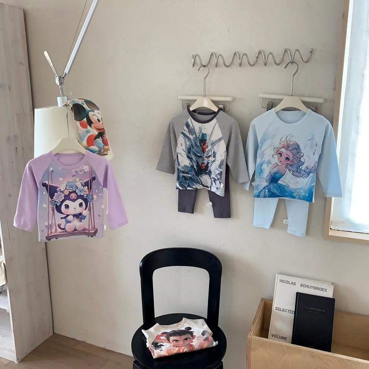 69547酷娃米新款儿童长袖男童女童潮酷卡通插肩套装