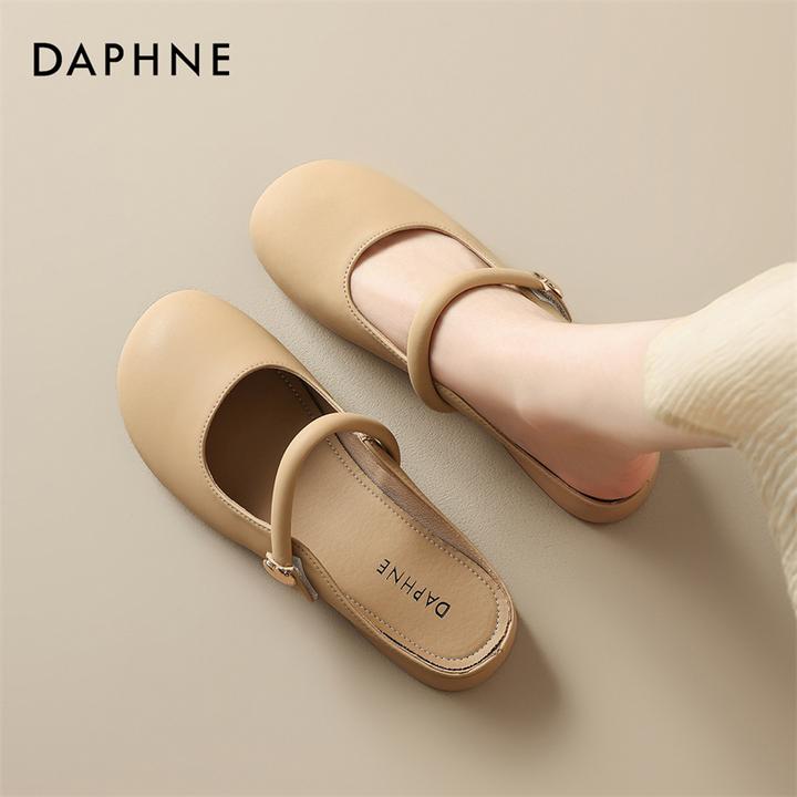 达芙妮玛丽珍小香风单鞋女2025新款夏季外穿懒人一脚蹬包头拖鞋S