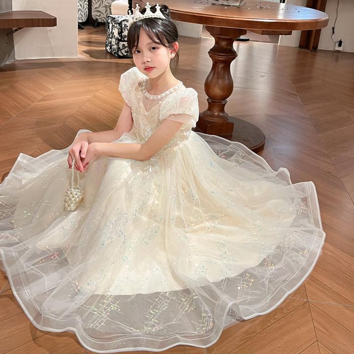 女童冬季礼服连衣裙花童婚礼生日保暖小女孩高端裙子冬儿童公主裙