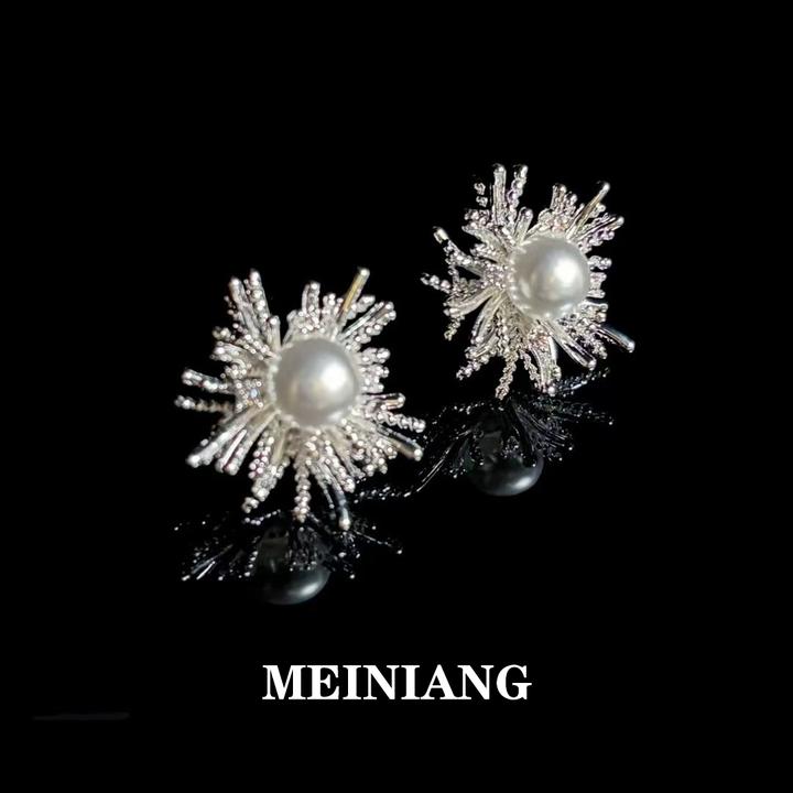 铜合金耳饰 高级感蒲公英烟花耳钉女2025年新款小众百搭耳饰