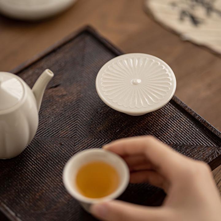 草木灰手工盖置陶瓷壶置茶壶盖托盖碗盖底座功夫茶具配件纯手工盖