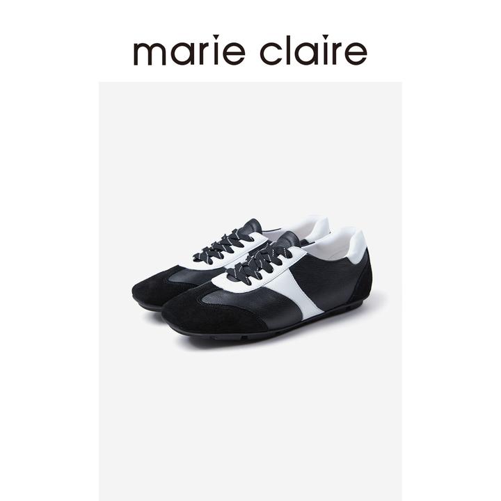 MC女鞋薄底德训鞋2025年秋季新拼色小方头休闲鞋marieclaire女鞋