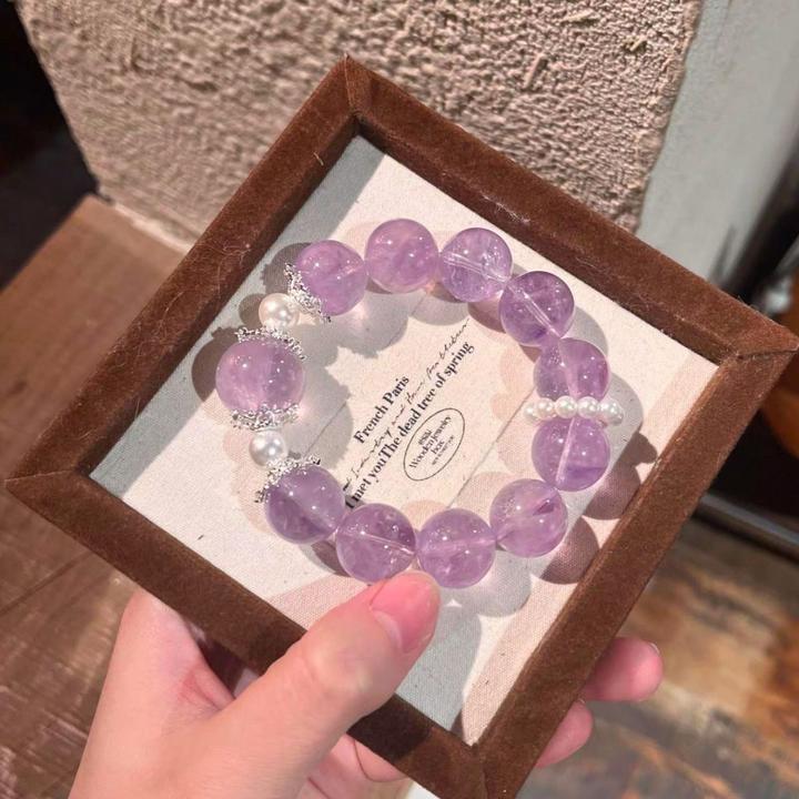 天然紫水晶手串女轻奢小众设计新款高级感紫手链少女仙女紫色梦幻