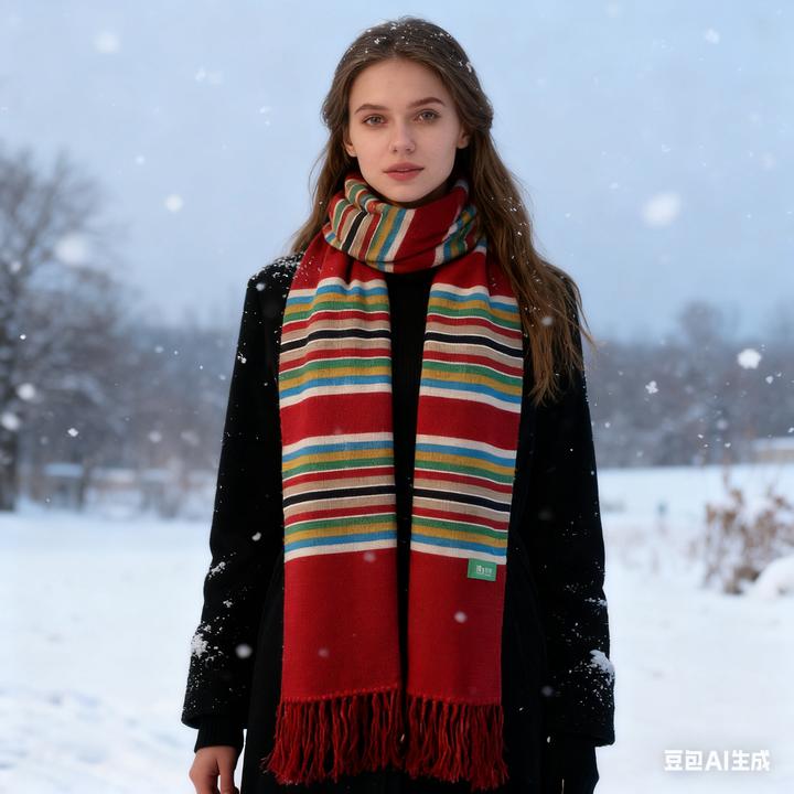 Garia正品围巾送礼盒通用不掉色女士条纹保暖双面送妈妈秋冬