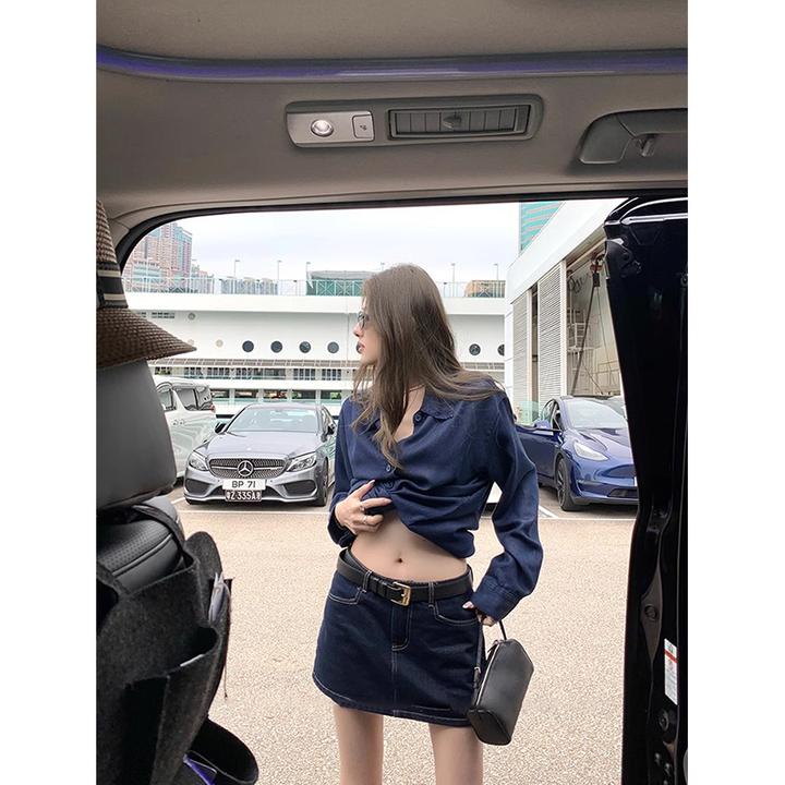 番茄妹妹Tomatosister 春款撞色缝线原牛低腰裙（安全裤内里）