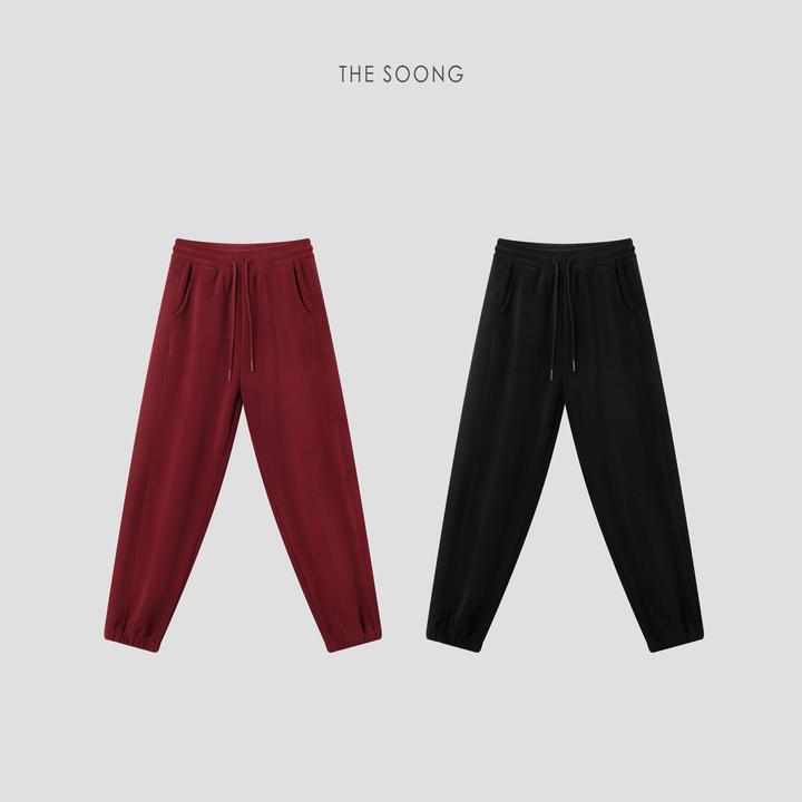 THESOONG|"暖洋洋"御寒锁温摇粒绒保暖黑色弹力束脚休闲裤WKZ5950