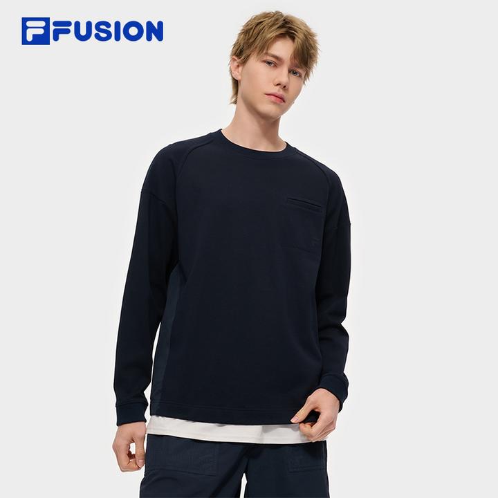 FILA FUSION斐乐潮牌情侣款针织长袖衫2025秋新款时尚休闲宽松长T