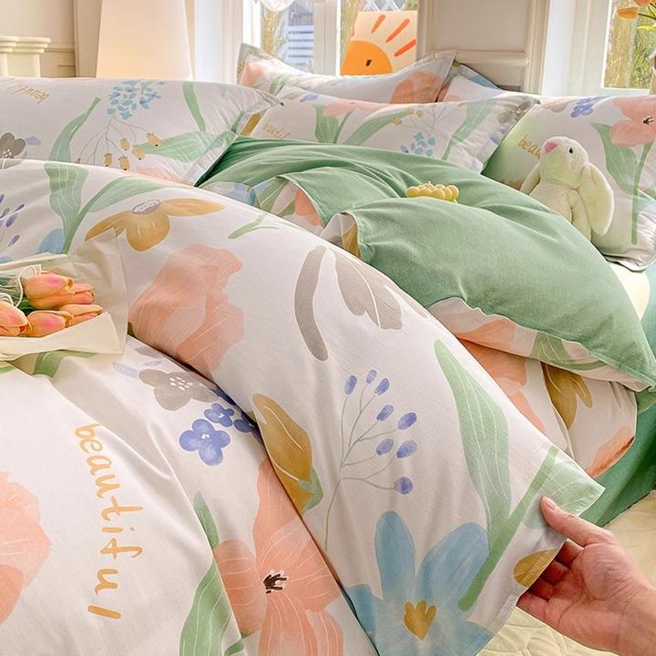 云瑾新款纯棉四件套全棉床单被套单人双人宿舍床上用品床笠三件套