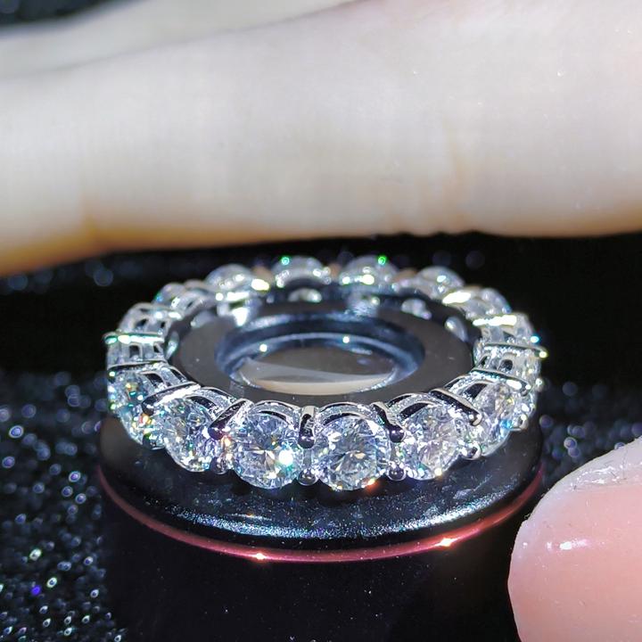 925银戒指 官方正品CK莫桑石满钻排戒指满钻戒圈叠戴超闪指环女款