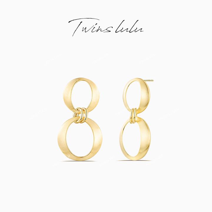 TWINS LULU 流光风 秋上新礼物轻奢气质感素款圈圈时尚耳环TSL708