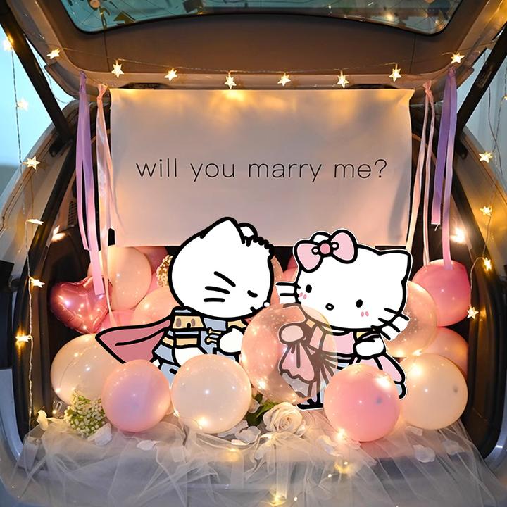 一二布布后备箱求婚布置HelloKitty简约浪漫惊喜气车尾箱表白装饰
