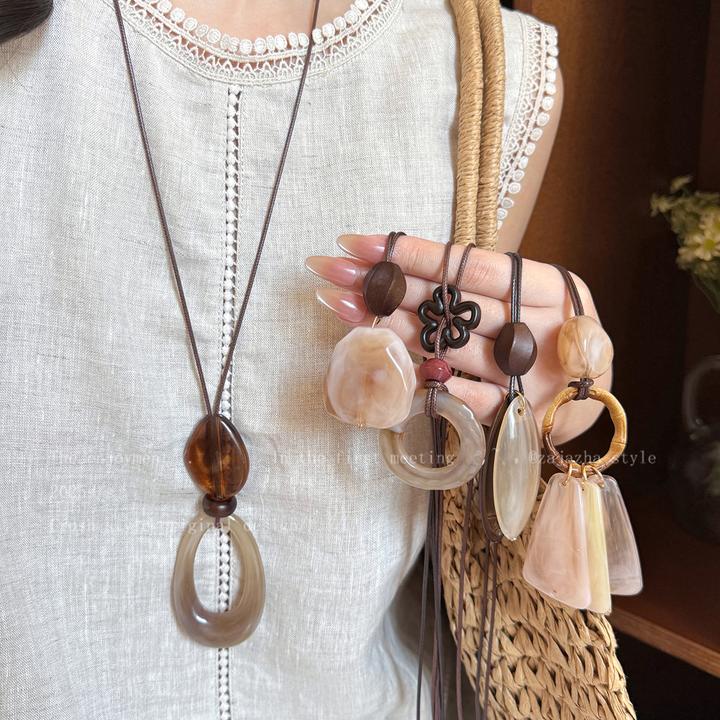 非金属布艺项链  中式美学~ 复古晕染长款项链女高级感新款毛衣链