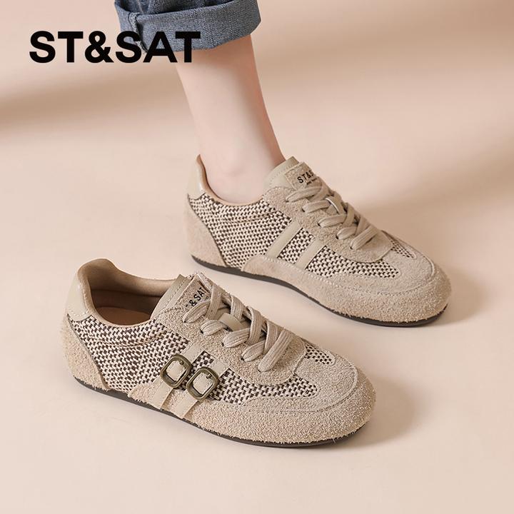 星期六不累脚德训鞋女士2025新款秋季时尚休闲鞋复古透气平底女鞋
