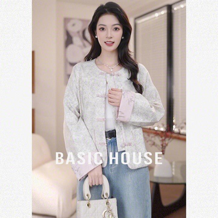 Basic House/百家好秋季新款流金岁月提花盘扣外套B1194B52212