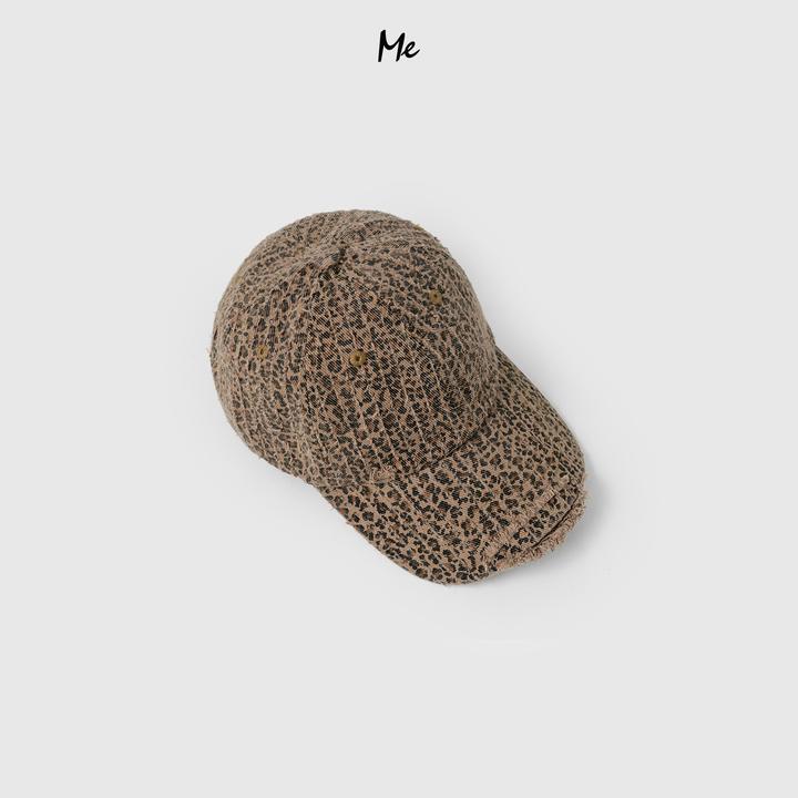 ME【做旧豹纹流苏棒球帽】100棉做旧水洗大头围百搭帽子MESA0991