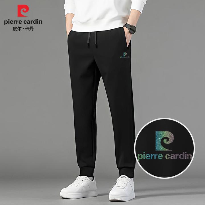 皮尔卡丹春秋季卫裤男款新品2025轻奢高档黑色百搭束脚长裤P50080