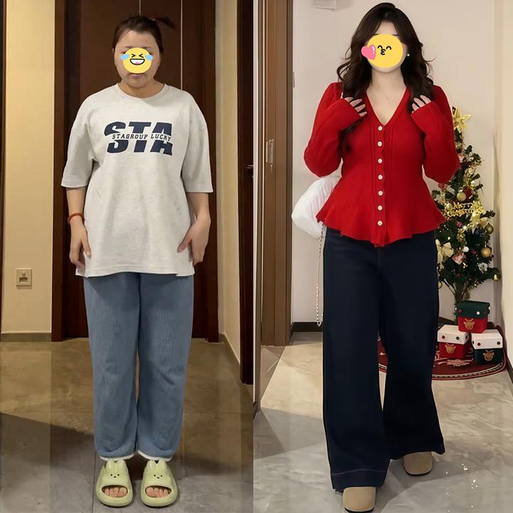 大码女装设计感V领麻花针织开衫秋季胖mm修身显瘦小众新年红毛衣