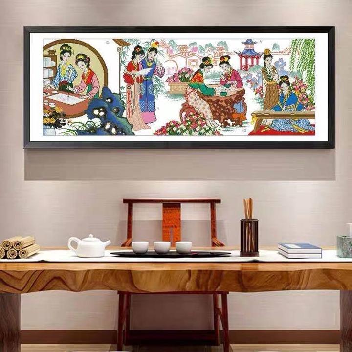 十字绣新款客厅简约新中式自己绣琴棋书画红楼版DIY手工简单线绣