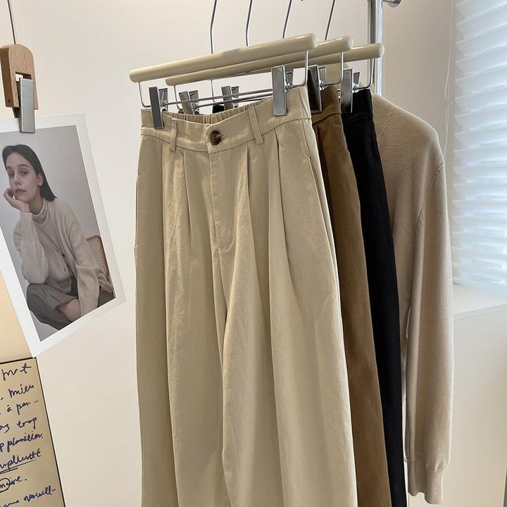 日系宽松垂感裤2025新款显瘦阔腿裤女高腰直筒九分裤子百搭哈伦裤