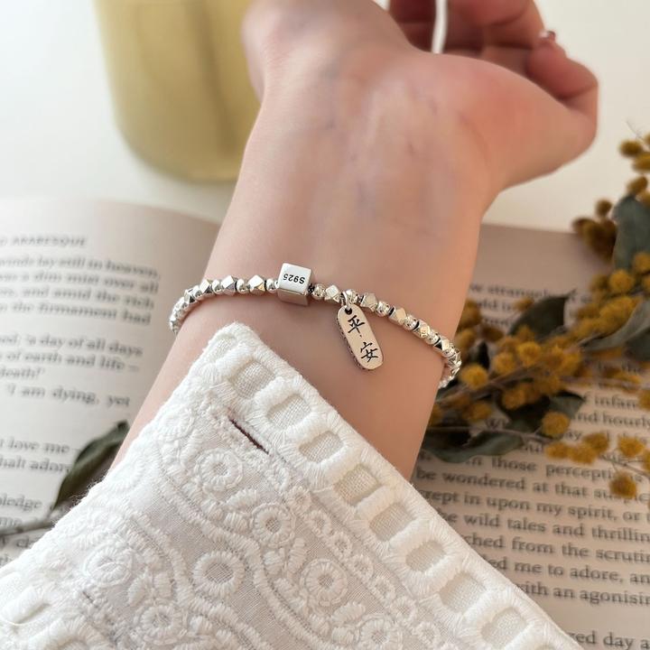 925银手链 8005平安富贵纯手工时尚百搭气质白色简约ins风轻奢