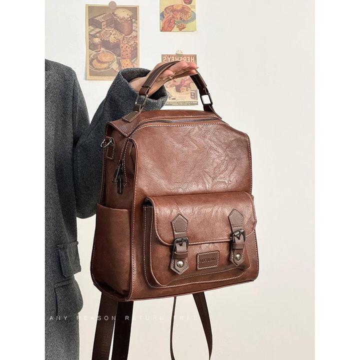 包包女2024新款复古英风学生通勤双肩包百搭大容量单肩包