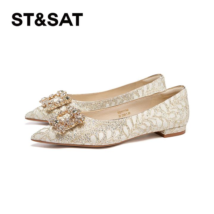 【繁花似锦】星期六时尚花型水钻平底尖头浅口单鞋SSD1111144