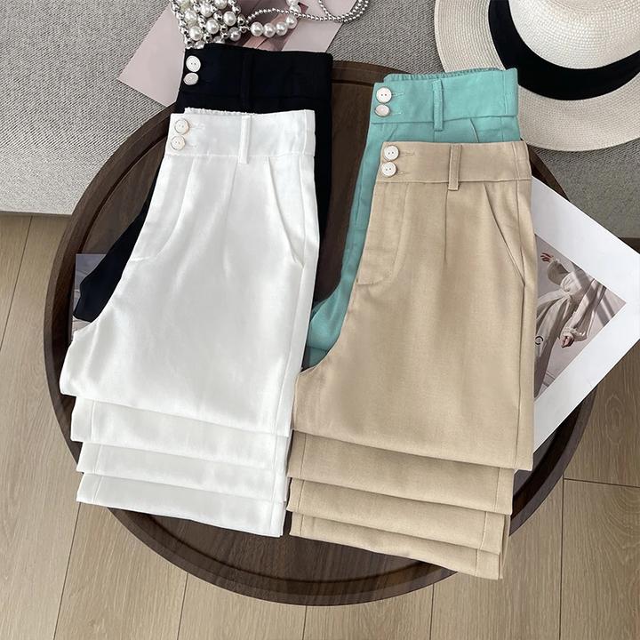 2025夏季薄款大码女装高腰阔腿休闲裤梨形身材显瘦百搭垂感弯刀裤