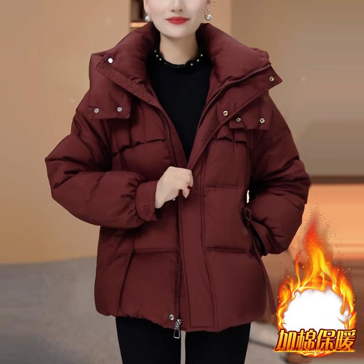 加棉加厚时尚洋气棉服女2024年冬季新款小个子气质减龄连帽面包服