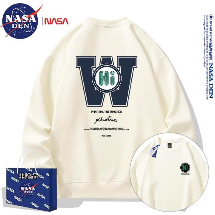 NASA联名美式印花长袖上衣vintage保暖男女秋冬时尚宽松圆领卫衣