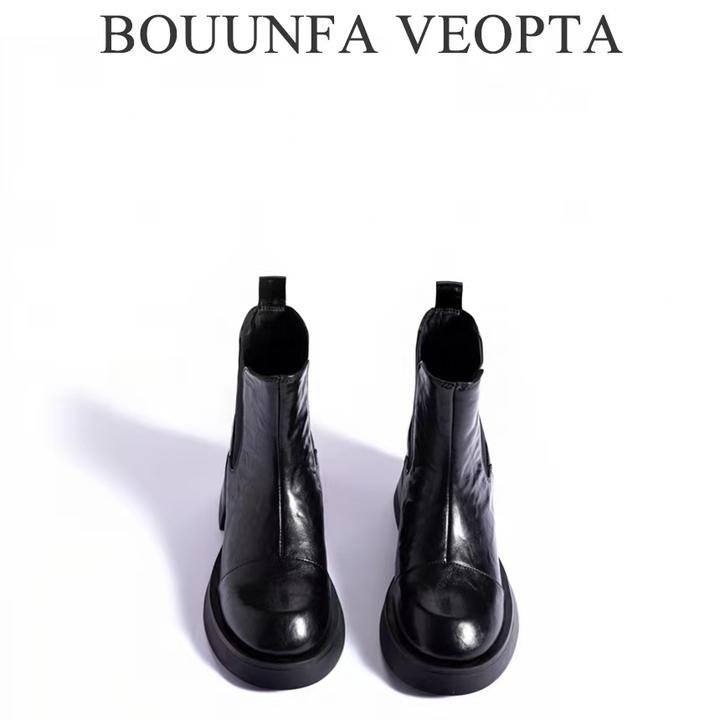 BOUUNFA VEOPTA【芯片】C21秋冬新款手抓皮百搭时尚真皮切尔西靴子